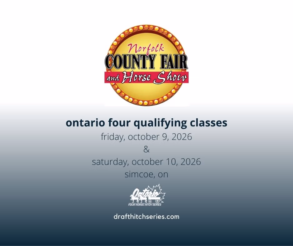 The Norfolk County Fair and Horse Show will host two qualifying Ontario Four classes on Friday, October 9 and Saturday, October 10